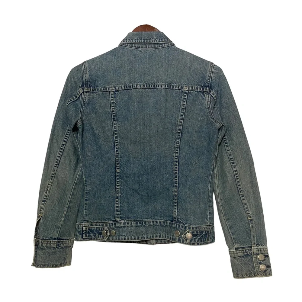 J Crew Vintage Washed  Denim Jean Trucker Jacket Blue